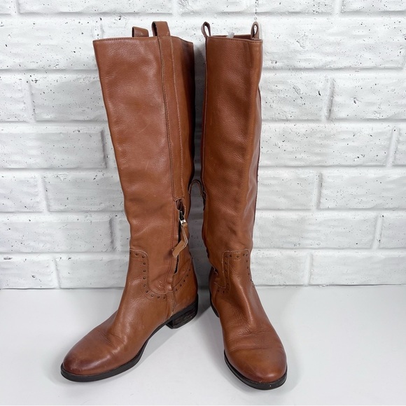 SAM EDELMAN Prina Tall Brown Leather Side Zip Boots - Picture 4 of 9